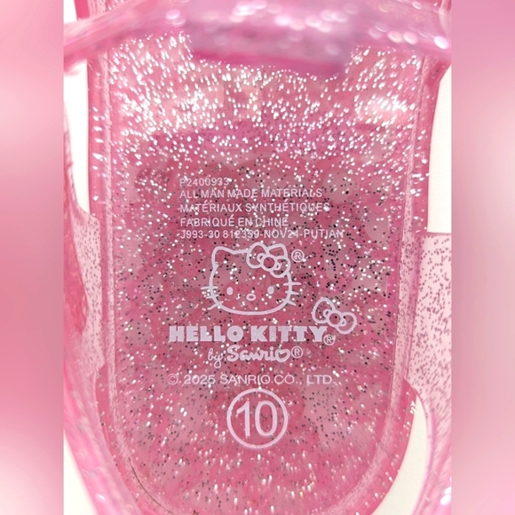 BNWOT Sanrio Hello Kitty (Girl's Size 10) Pink Glitter Jelly Sandals - Picture 8 of 16